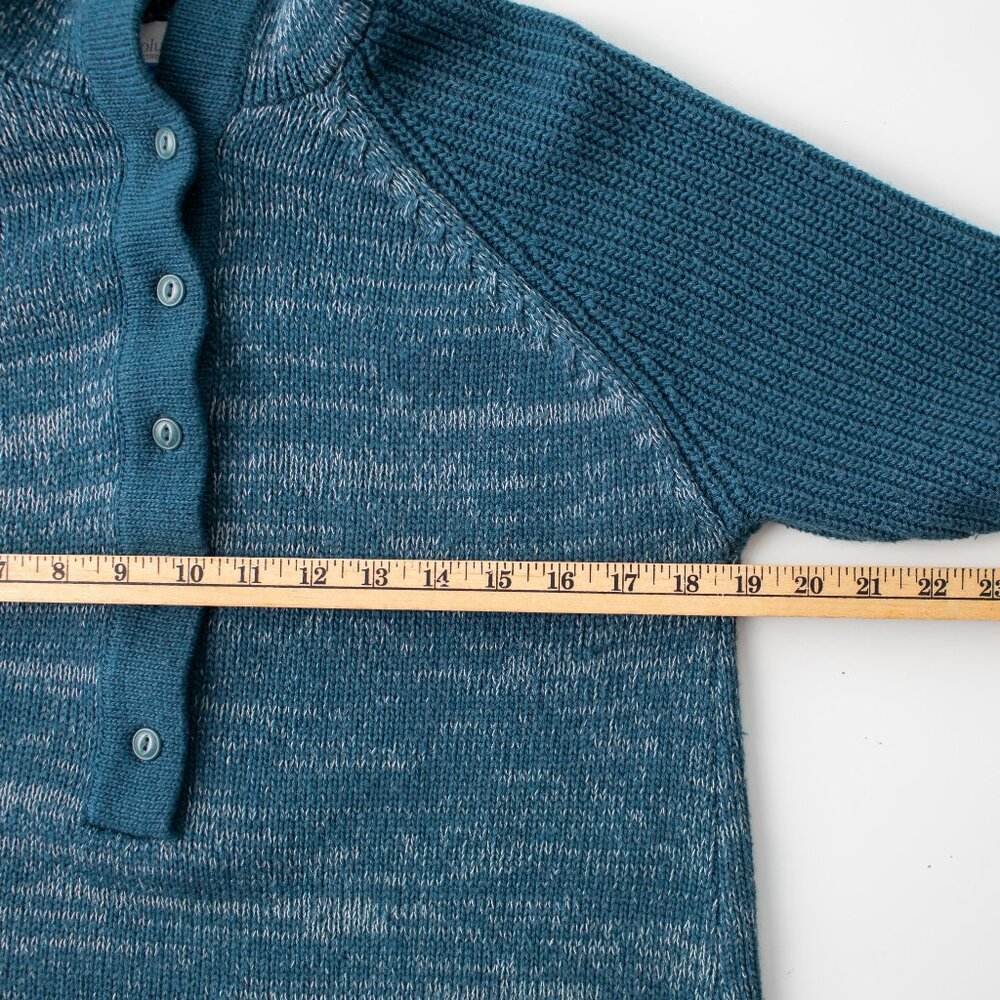Columbia Women's Large Hooded Sweater Teal Wool-Blend Button Pullover - Picture 9 of 9